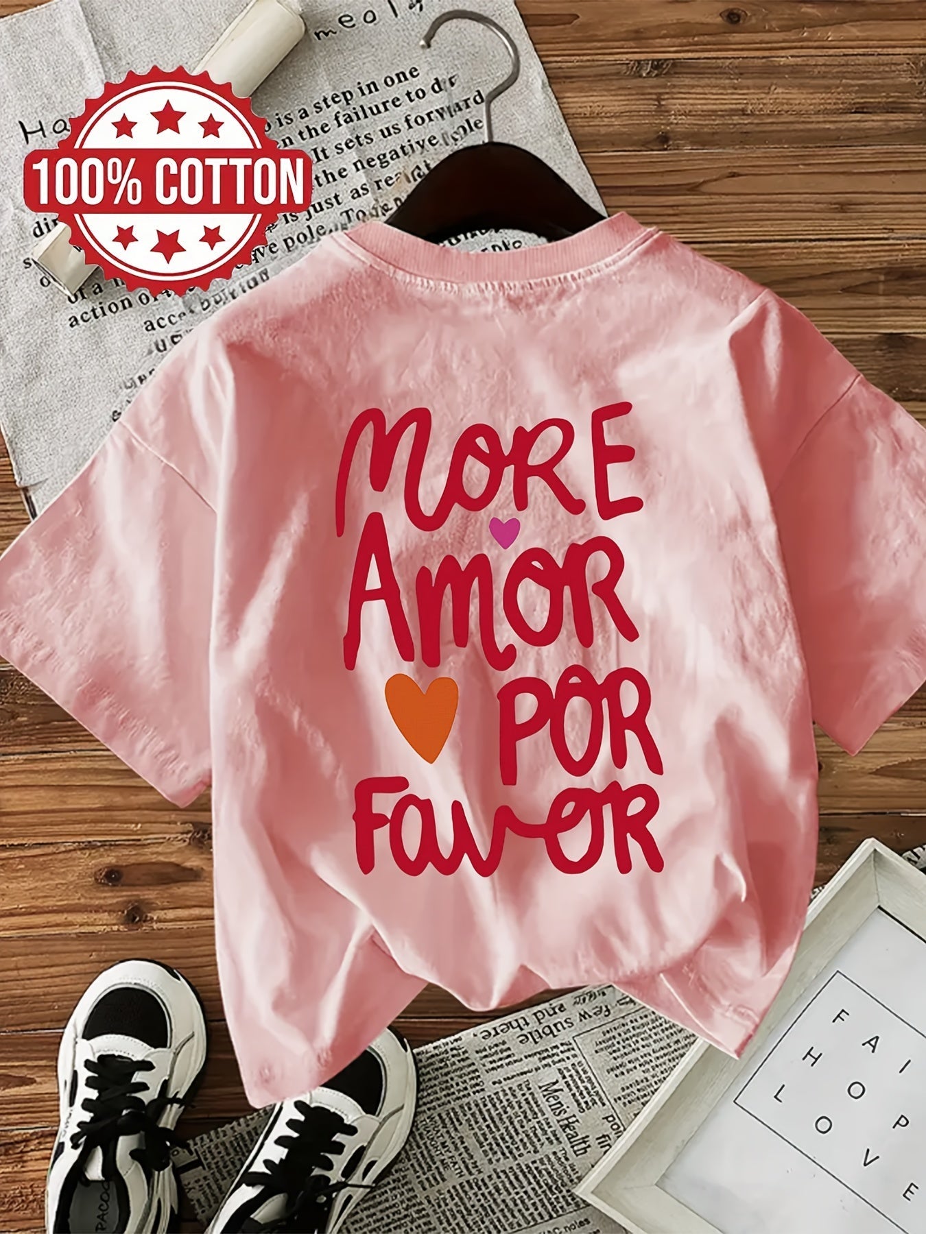 Dames T-shirt Katoen Comfortabele Pasvorm Met Tekstprint