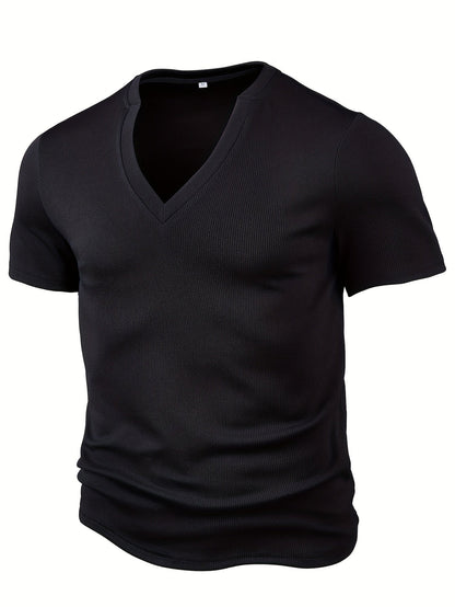 Heren T-shirt Diepe V-hals Textuur Modieus