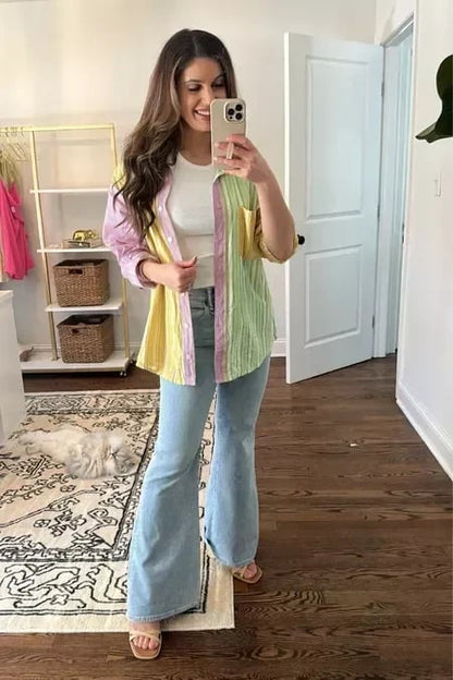 Hoge Taille Flared Jeans Comfortabel Katoen Elasthaan