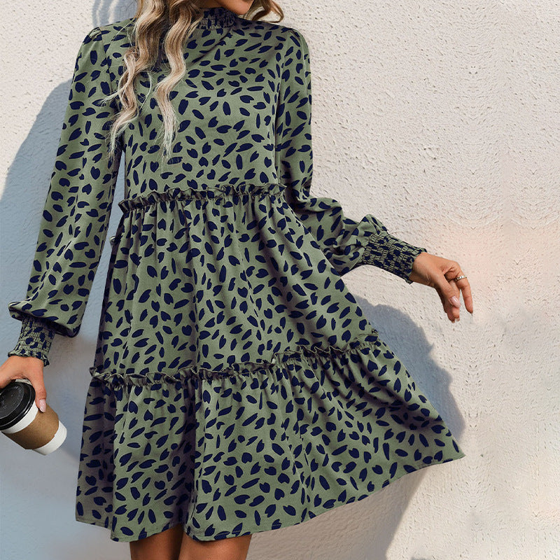 Dames Babydoll Jurk met Bloemenprint en Plooi Details