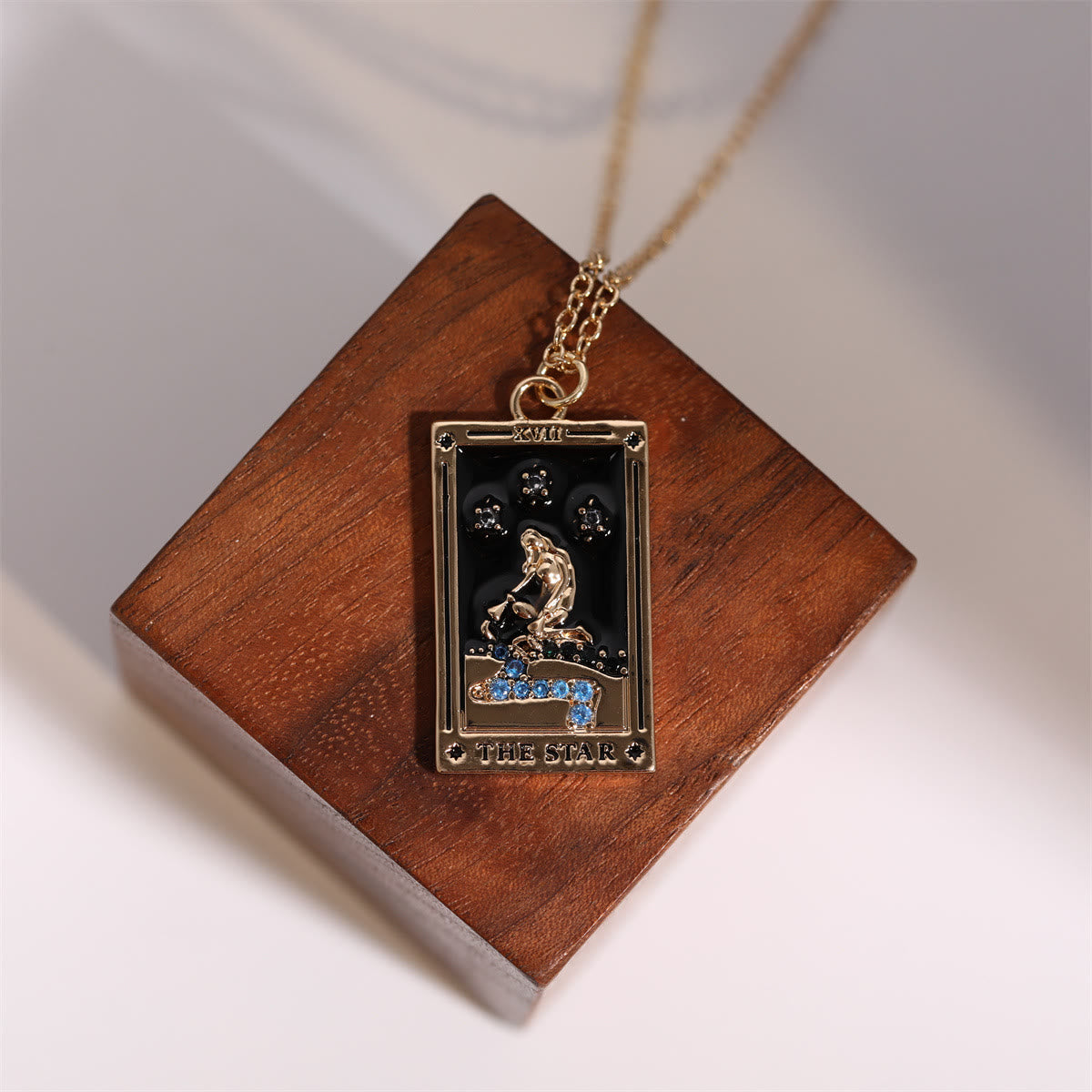 Gouden Tarot Oorhanger Druppel Ketting Zirkonia