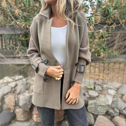 Dames Gebreide Jas Mid-Lengte Wool Look Elegante Buza