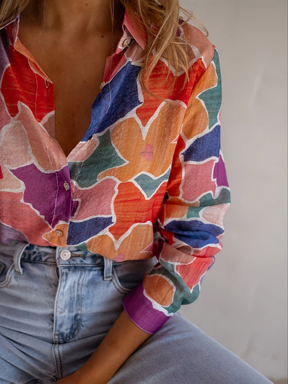 Dames Blouse Lichtgewicht Geometrische Print Regular Fit