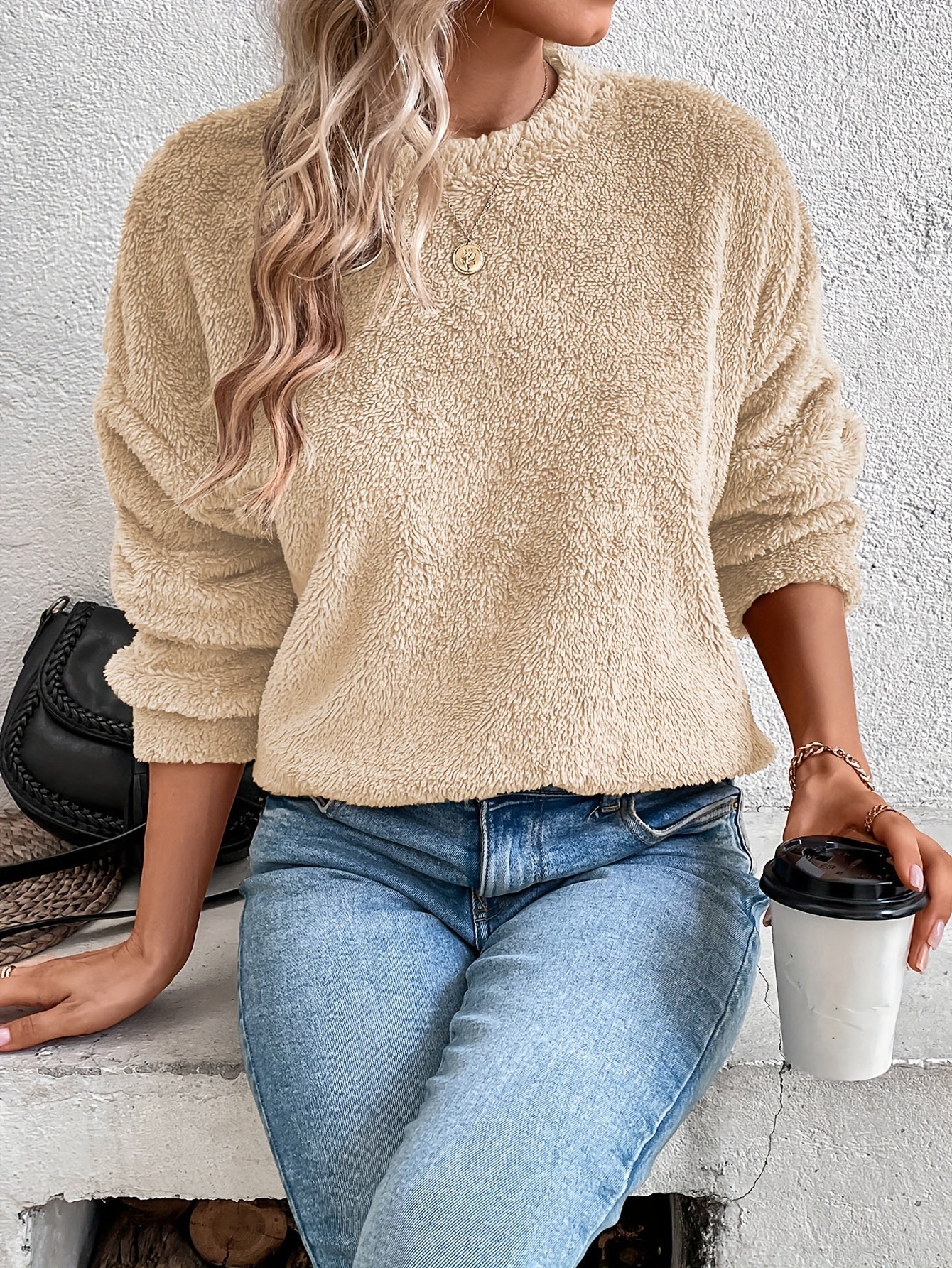 Zachte Teddy Trui Sweatshirt Comfortabel Warm