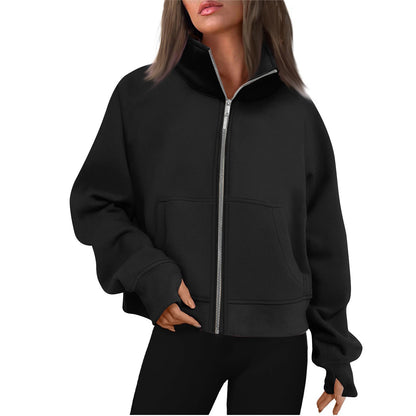 Dames Vest met Rits en Hoge Kraag Trendy Basic Stijl Salie
