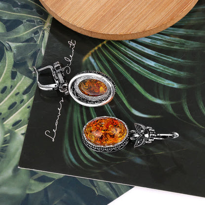 Retro Oorbellen Bloemen Amber Vintage Stijl
