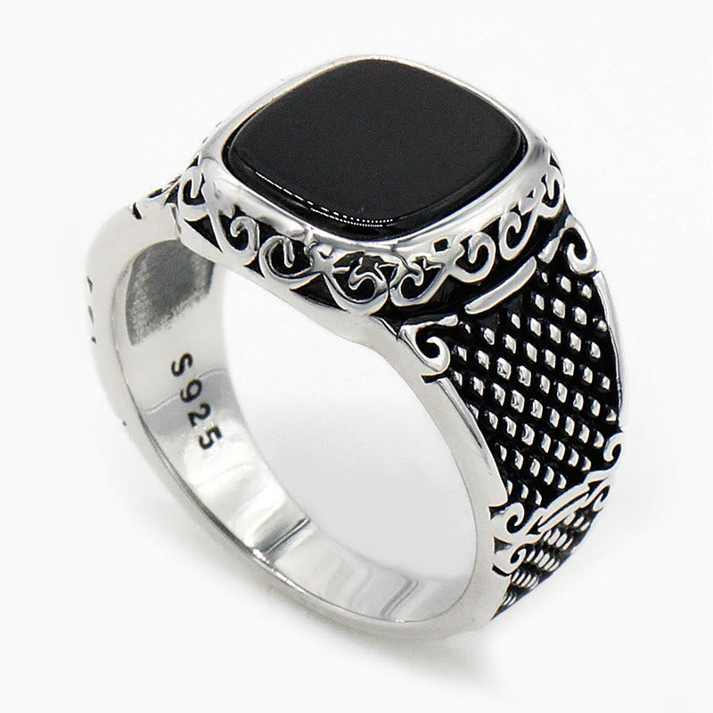 Zilveren Heren Ring met Zwarte Onyx Steen
