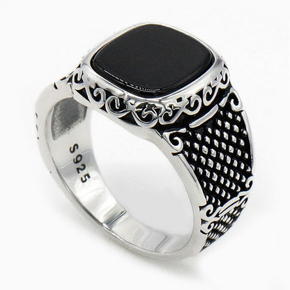Zilveren Heren Ring met Zwarte Onyx Steen