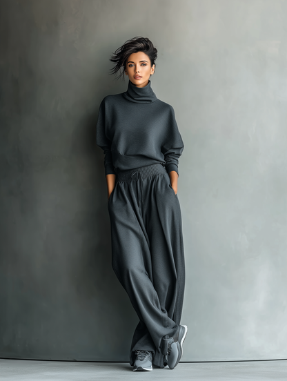 Dames Brei-ensemble Met Wijde Broek Comfortabele Pasvorm