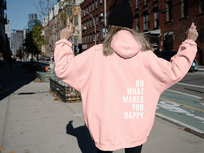 Dames Hoodie Ruimvallend met Happy Print