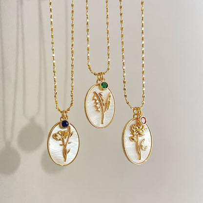 Geboortesteen Halsketting met Bloemen - Aurora Edelsteen - Mode Vibes