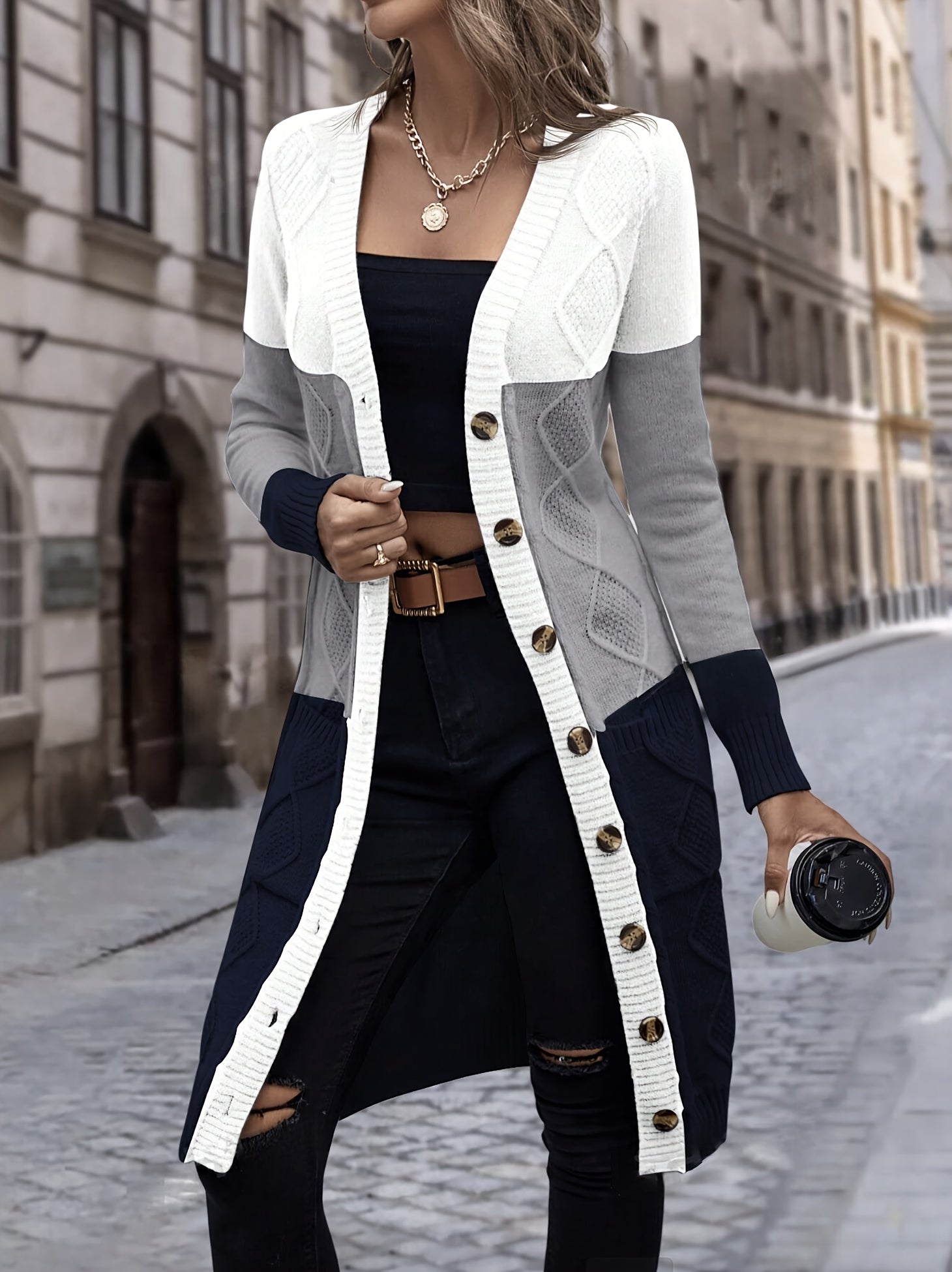 Vest met Lange Mouwen Celeste Blauw Dame - Mode Vibes