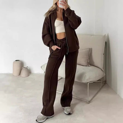 Dames Sportieve Trainingsset met Ritsvest en Wijde Broek