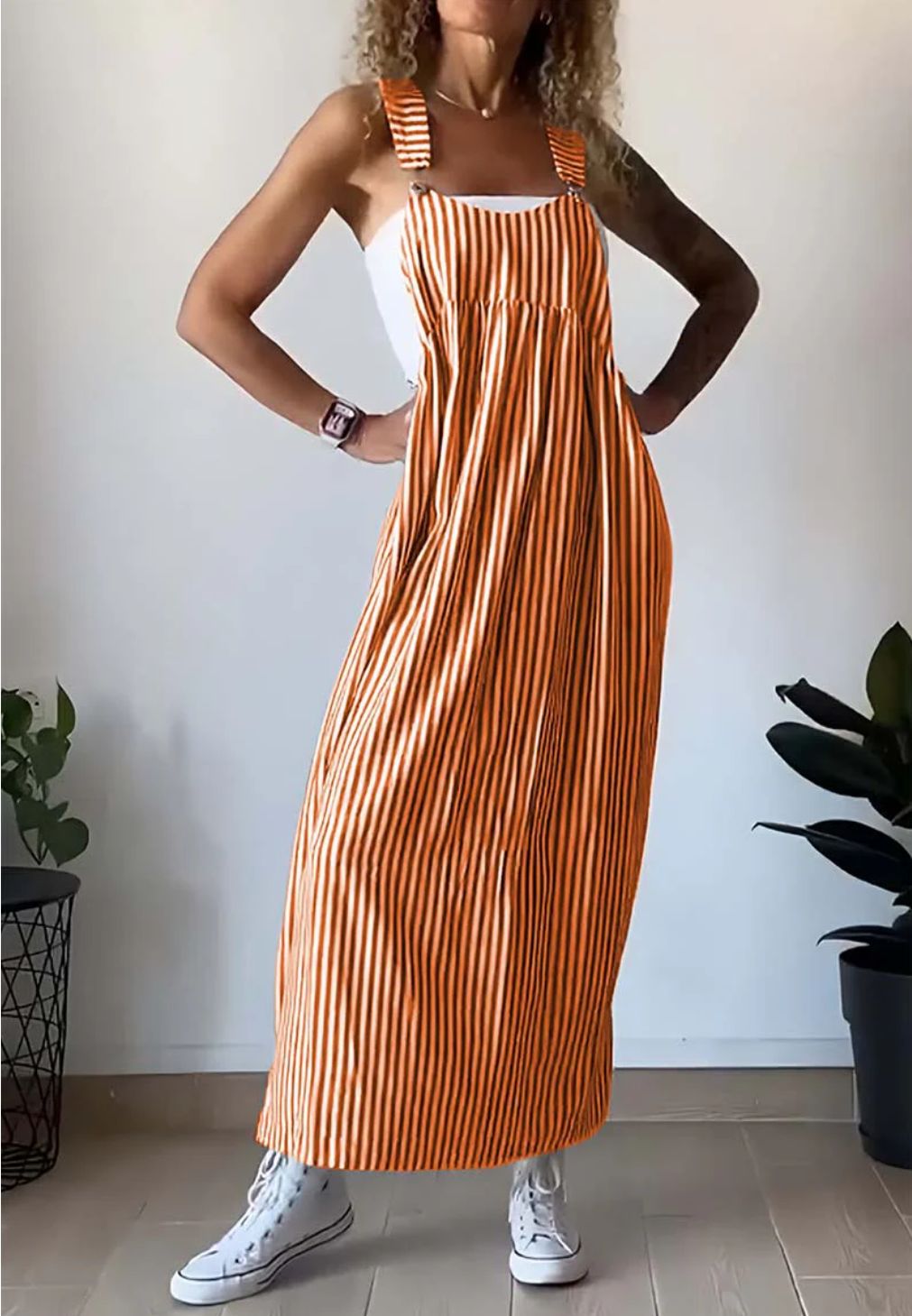 Honora | Abito casual con bretelle a righe