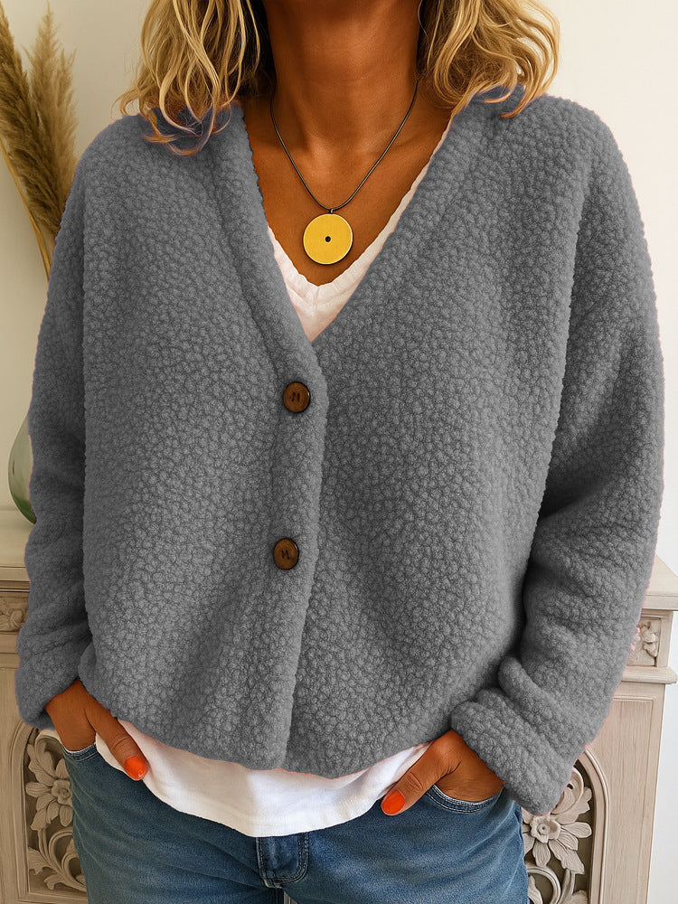 Dames Fleece Vest Warm met V-hals en Knopen