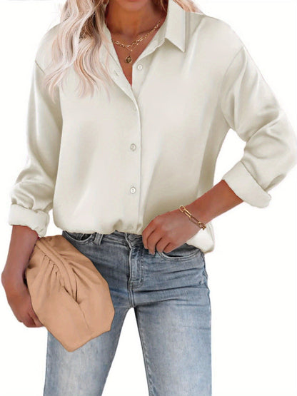 Vrouwen Blouse Lange Mouwen Knoopsluiting Elegance