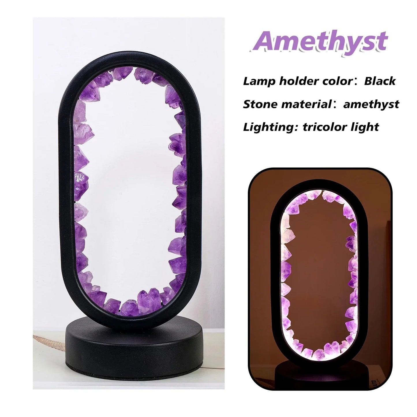 Amethist Lamp Handgemaakt Uniek Design Purper Kleur