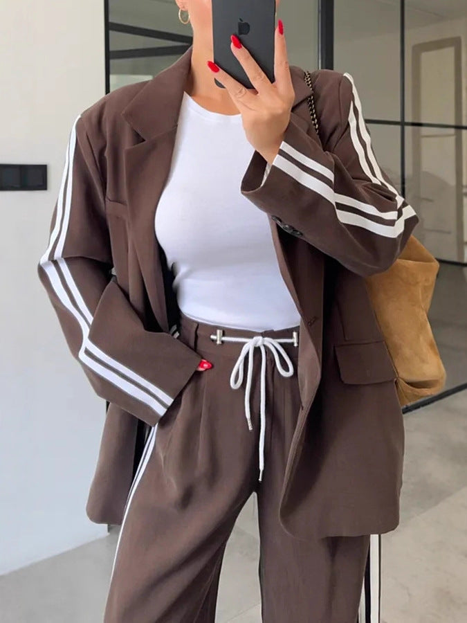 Dames Lounge Set Wijd Blazer en Broek Trendy