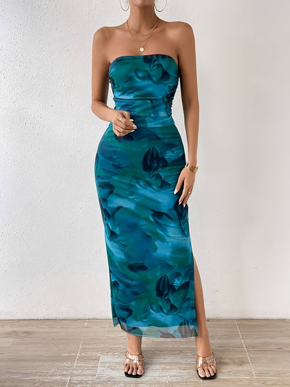 Strapless Avondjurk Bodycon Hoge Split Zwart Gala Jurk
