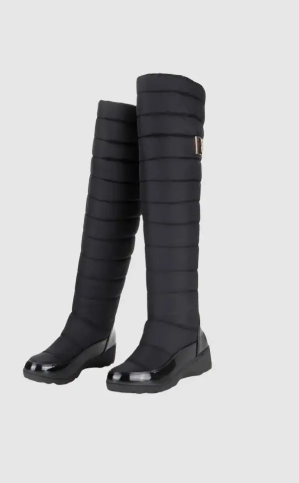Overknee Laarsjes Warm Chique Leer Zwart