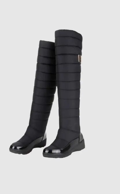 Overknee Laarsjes Warm Chique Leer Zwart