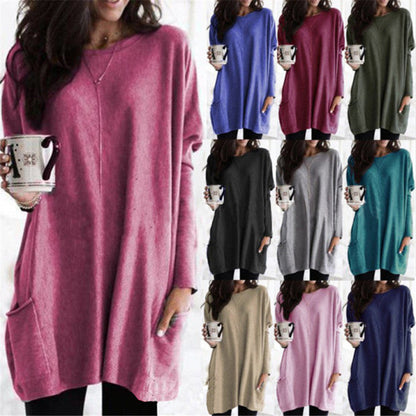 Dames Top met Lange Mouwen en Zakken Basis Collectie