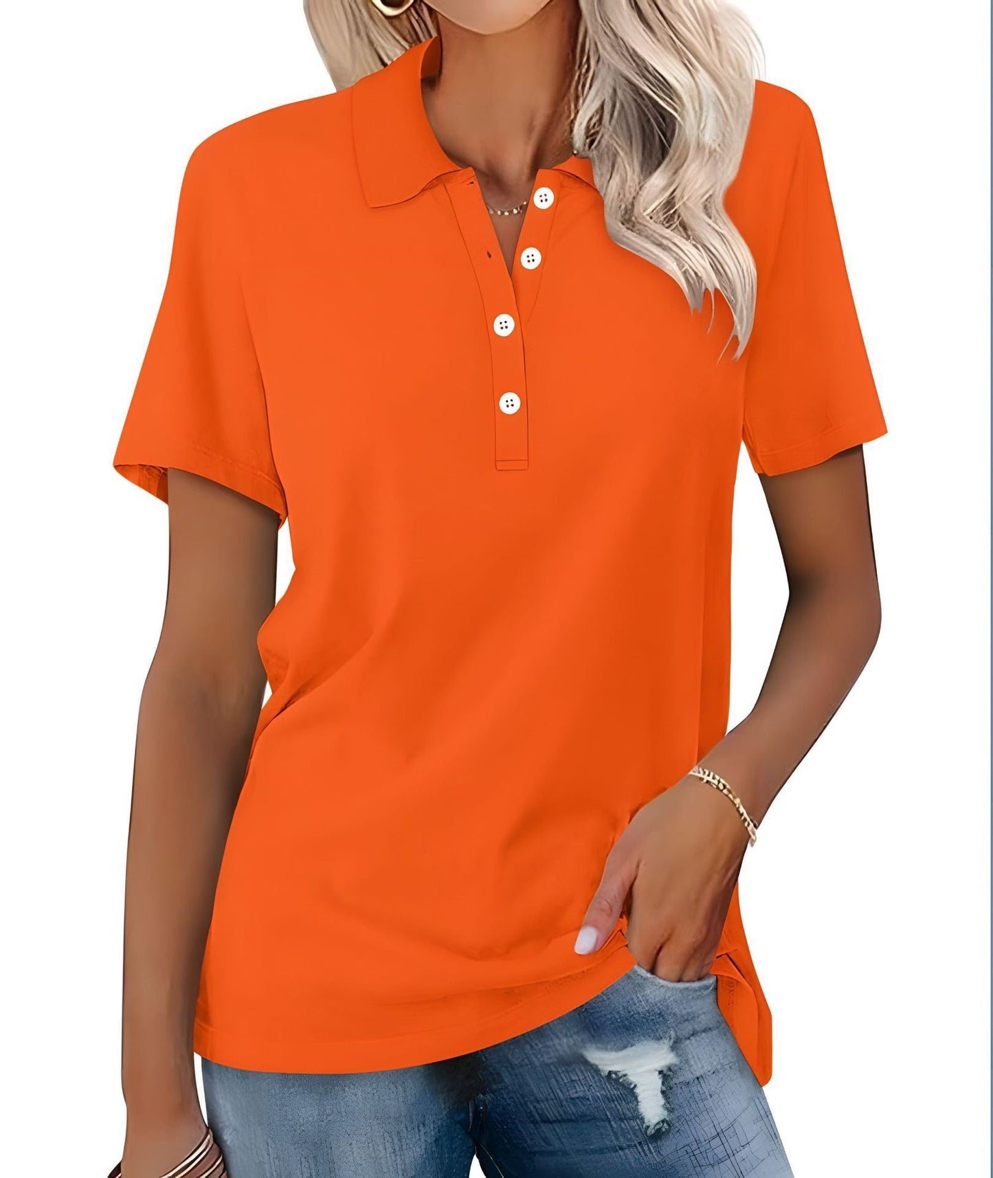 Dames Polo Top Kortemouw Basic Zomer
