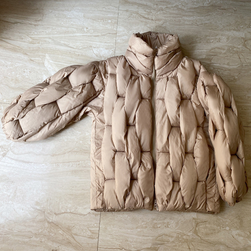 Dames Pufferjas Oversized Gevlochten Patroon Warm