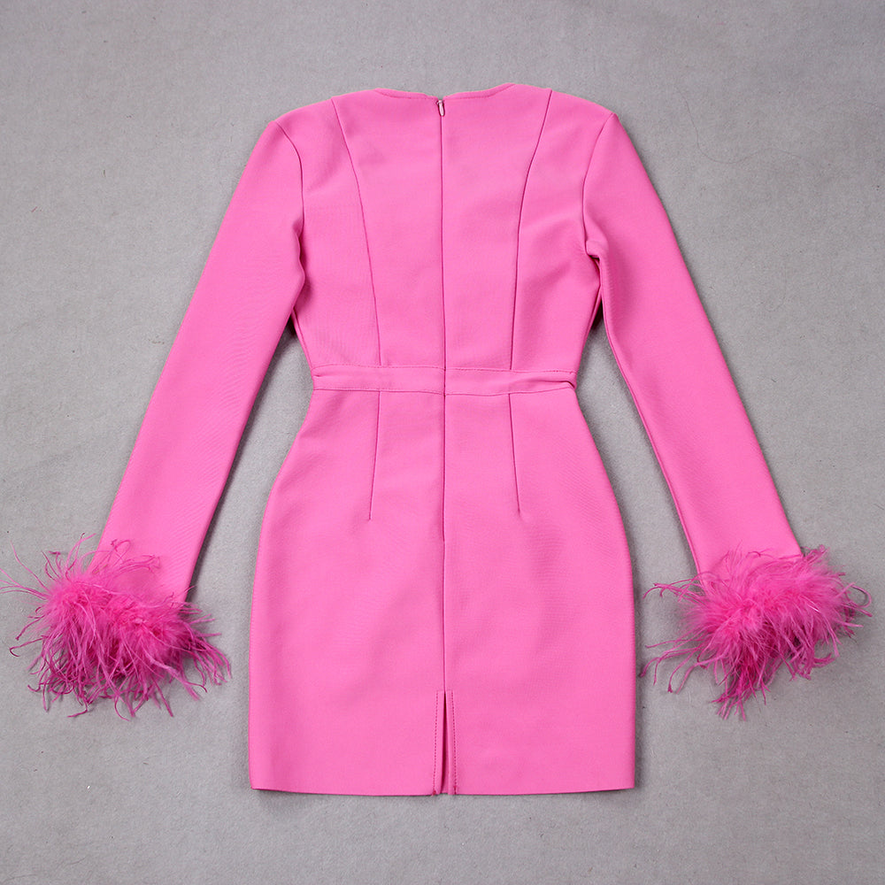 Kort Jurk Elegante Minirok voor Vrouwen met Veer Details