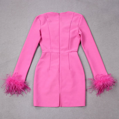 Kort Jurk Elegante Minirok voor Vrouwen met Veer Details