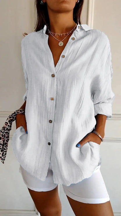Dames Blouse Luchtige Knoopsluiting Zomerse Stijl