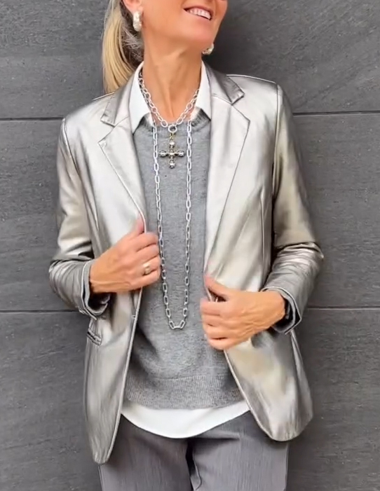 Metallic Blazer Glanzend Anne-Fleur damesjas - Mode Vibes