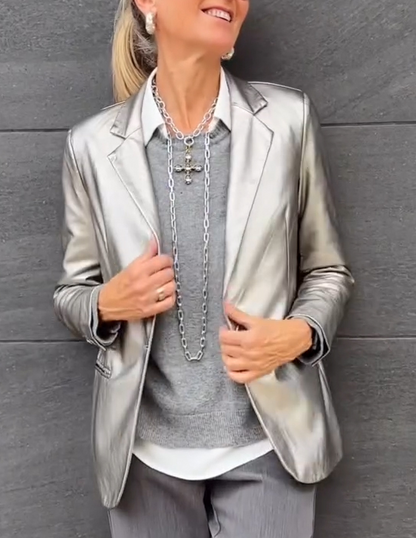 Metallic Blazer Glanzend Anne-Fleur damesjas - Mode Vibes