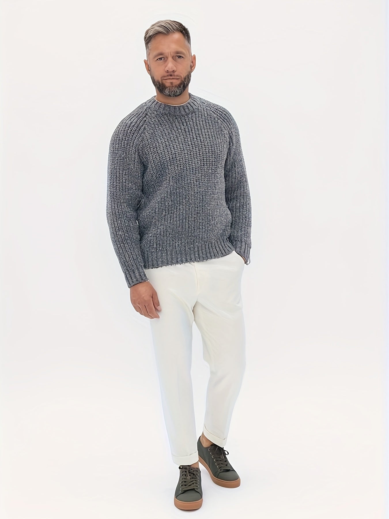 Heren Trui Warm Gebreid Effen Design Elliot