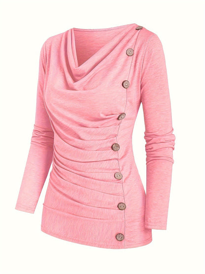 Gebreide Top met Ruches en Col voor Vrouw - Mode Vibes