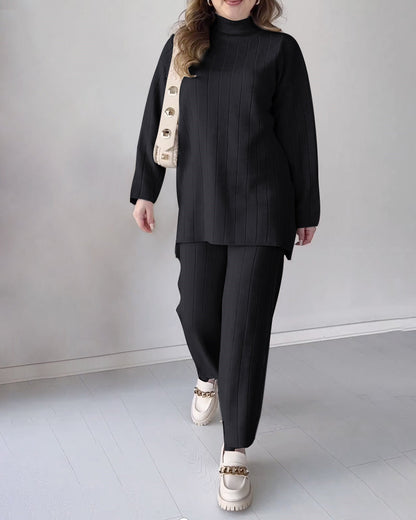 Femke | Dames 2-delige set in de kleur Zwart voor dames in stijl ideaal voor de winter