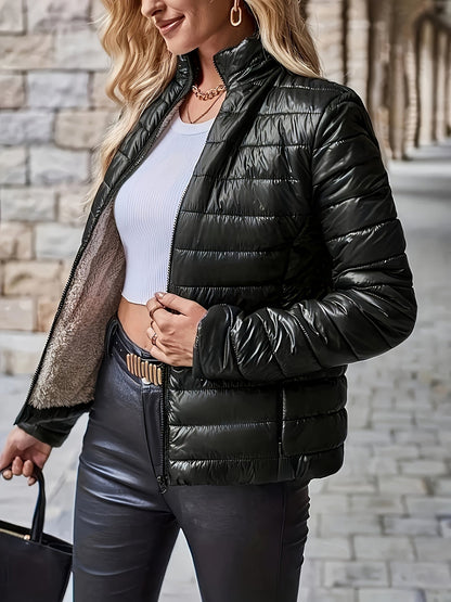 Pufferjas Dames Elegante Polyamide Met Zakken - Mode Vibes