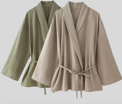 Linnen Kimono Set voor Dames Zomer Luchtig Comfortabel
