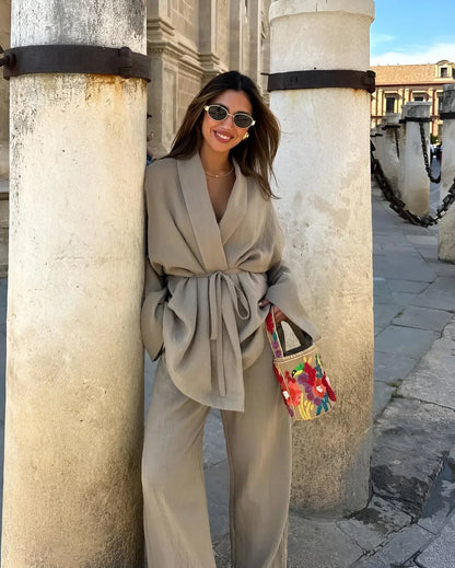 Linnen Kimono Set voor Dames Zomer Luchtig Comfortabel - Mode Vibes
