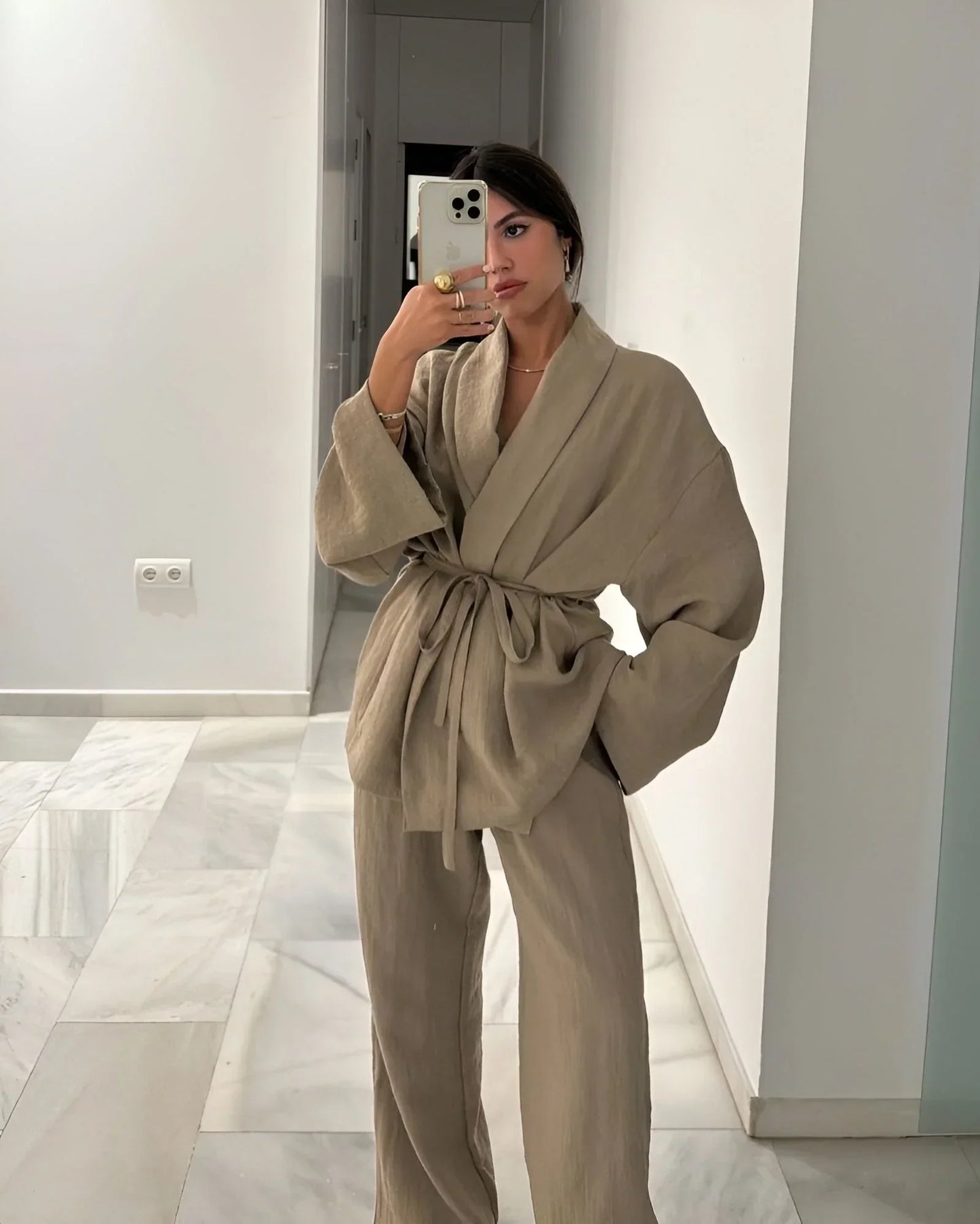 Linnen Kimono Set voor Dames Zomer Luchtig Comfortabel