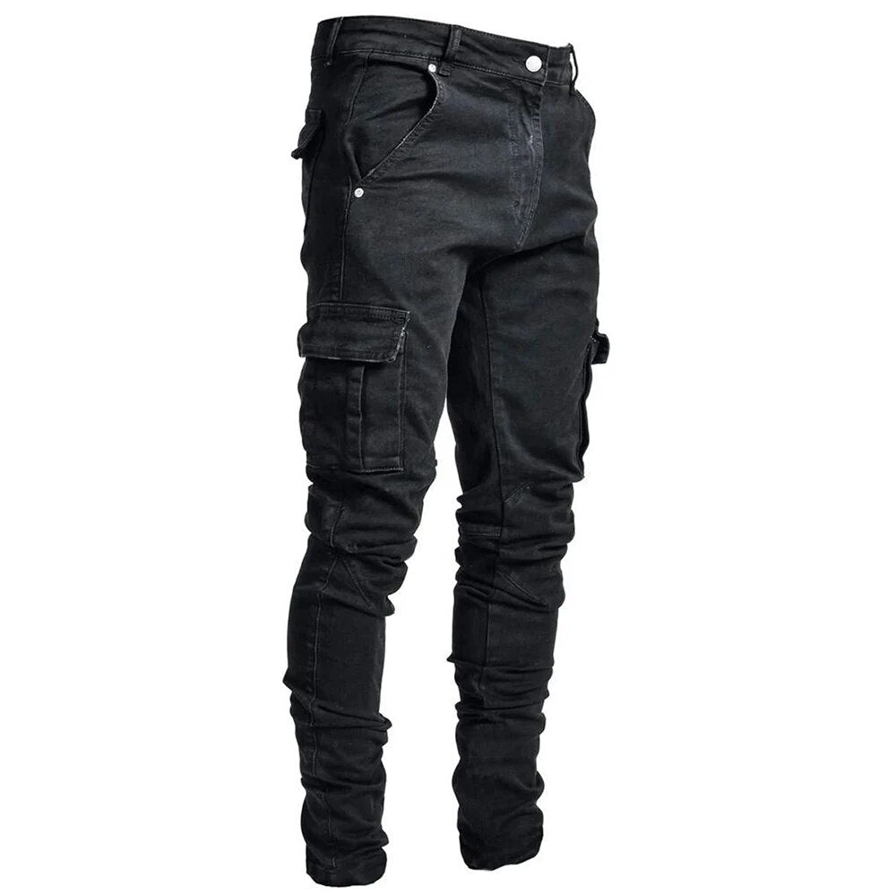 Heren Cargo Broek Blauwe Denim Stijl - Mode Vibes