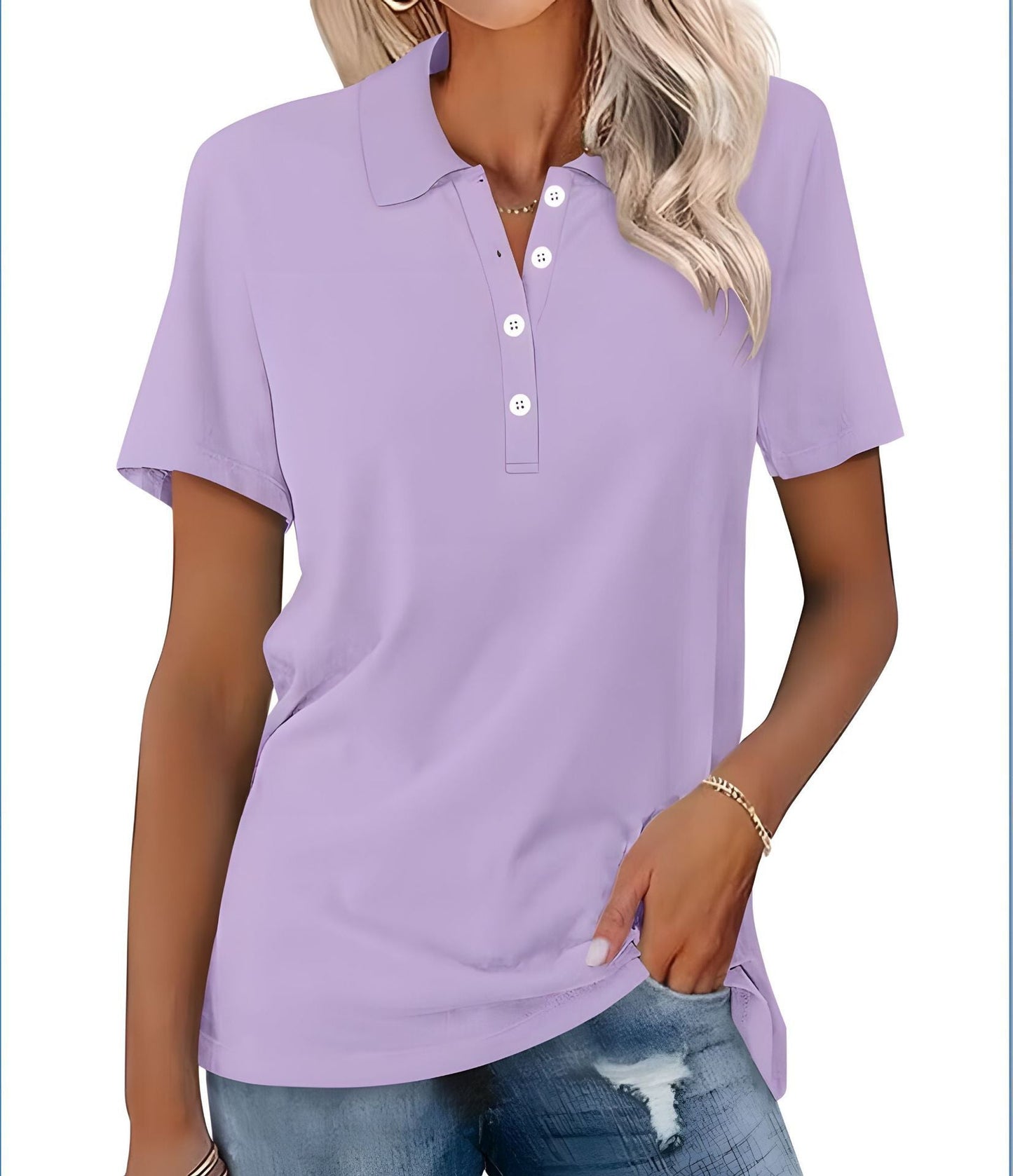 Dames Polo Top Kortemouw Basic Zomer