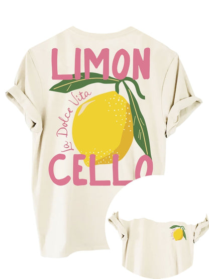 Dames Zomer Shirt met Citroen Print Oranje