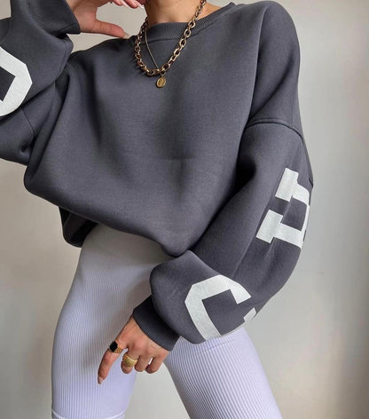 Dames Oversized Trui met Tekstprint voor Dagelijks Gebruik