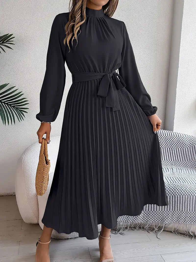 Midi Jurk met Ceintuur Elegante Minimalistische Stijl