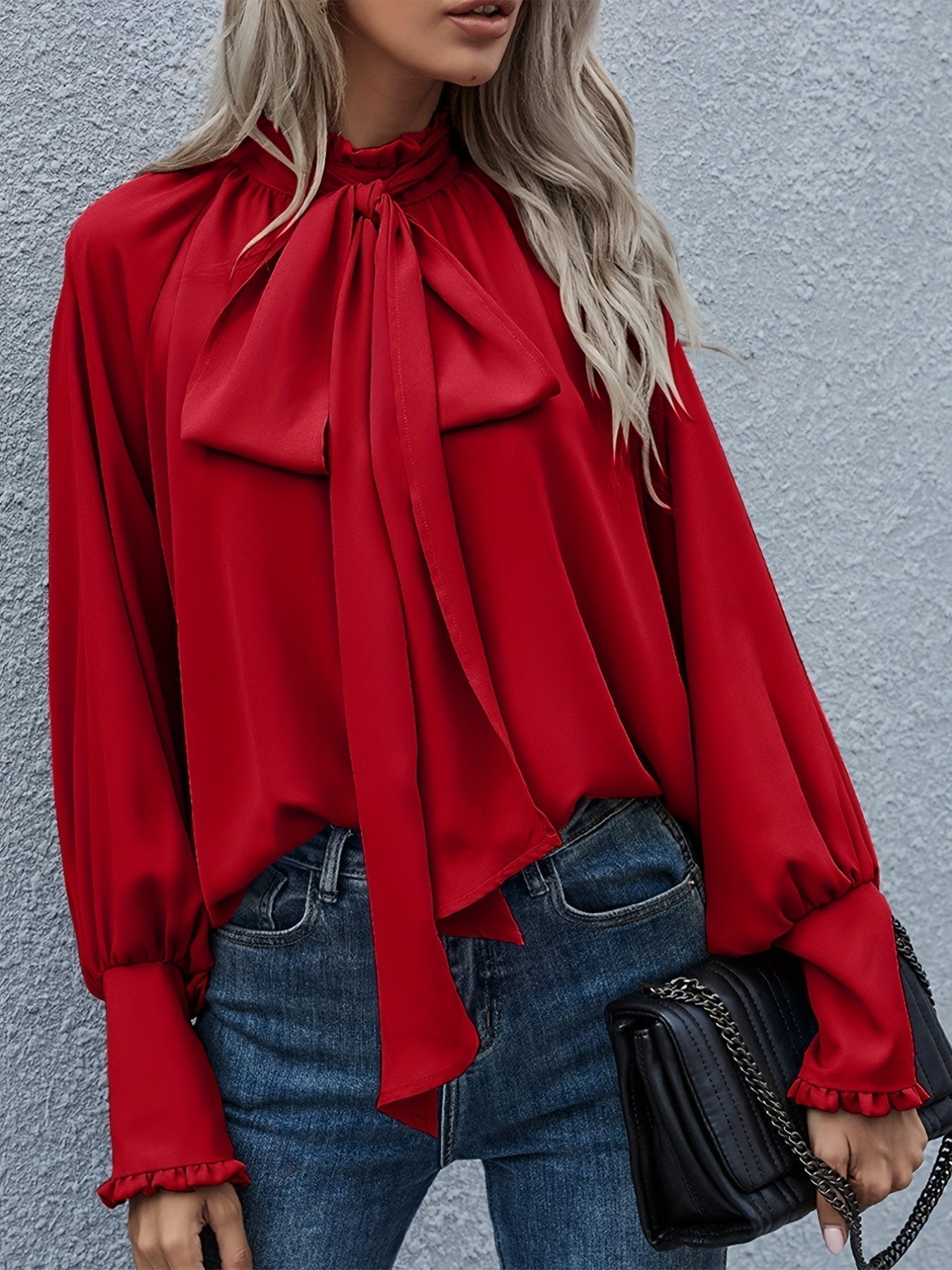Elegante Blouse met Strik en Ruches