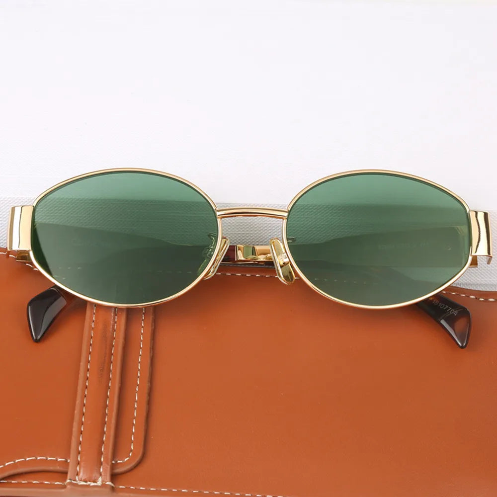 Dames Zonnebril Ronde Goudkleurig Montuur Trendy Laena