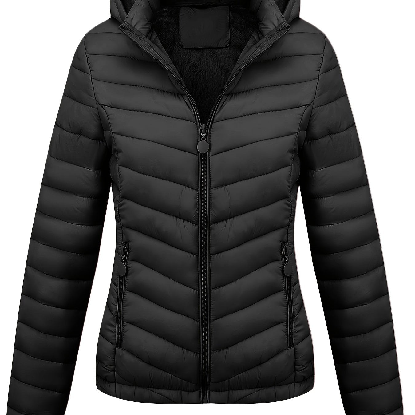 Dikkere Puffy hoodie Jas met Schuine Zakken - Mode Vibes