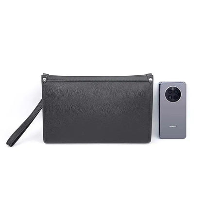 Heren Clutch van Echt Leer met Vingerafdrukslot Zwart Luxe Design