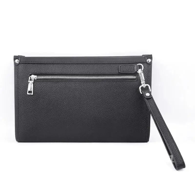 Heren Clutch van Echt Leer met Vingerafdrukslot Zwart Luxe Design